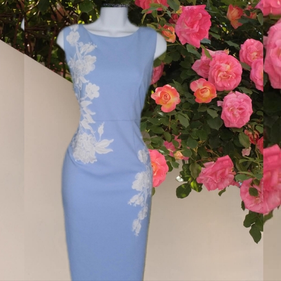 Nina Leonard Dresses & Skirts - Nina Leonard Baby Blue Midi Dress